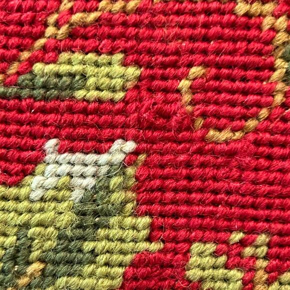 Colonial Williamsburg Needlepoint Holly Leaves Christmas Pillow 13x13 - Picture 5 of 9